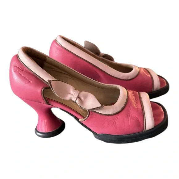 John Fluevog Mini Bebe Magenta Pink Sculpted Heel Pumps Size 9.5 - Picture 4 of 8